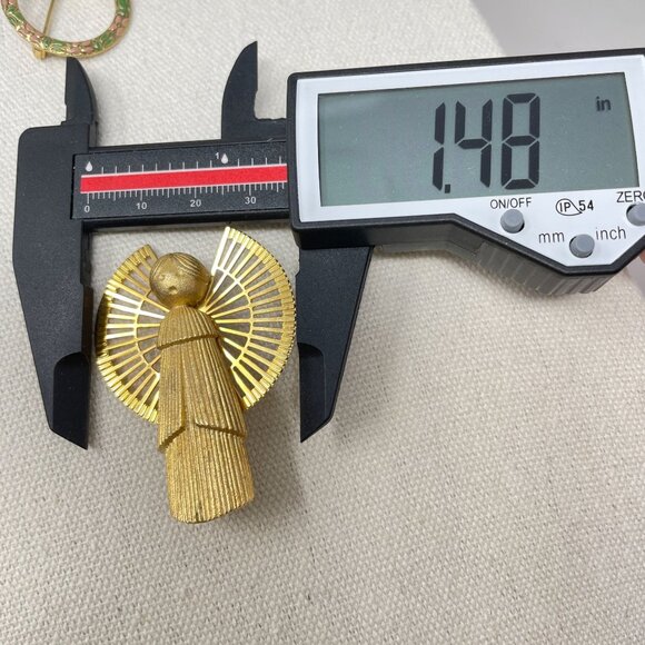 Lot of 5 Vintage‎ Brooches Christmas Art Deco Bow Angel Floral Brooch Pin - Picture 6 of 16